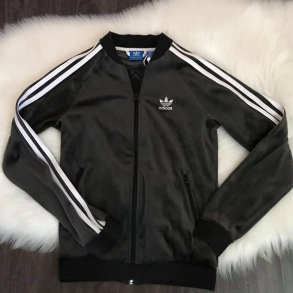 black velour adidas jacket